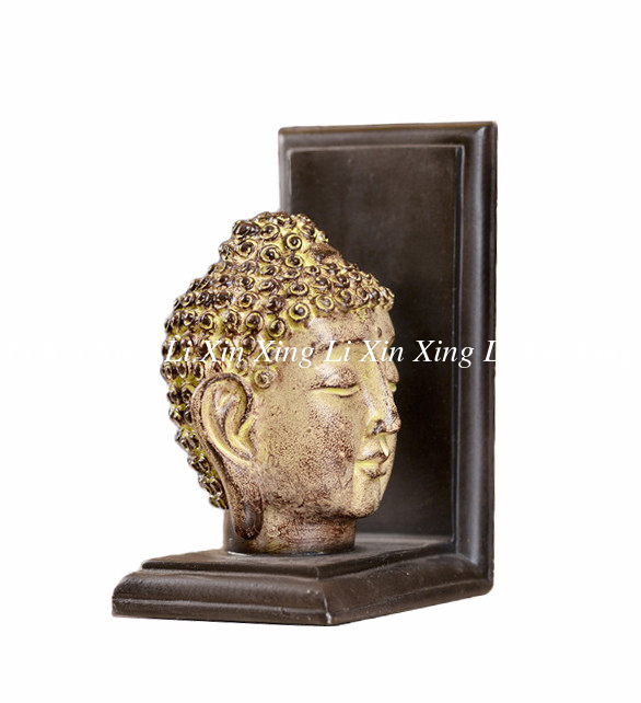 Feng Shui Buddha Head Gold Arrow Bookends , 2 Set Resin Kids Room Bookends